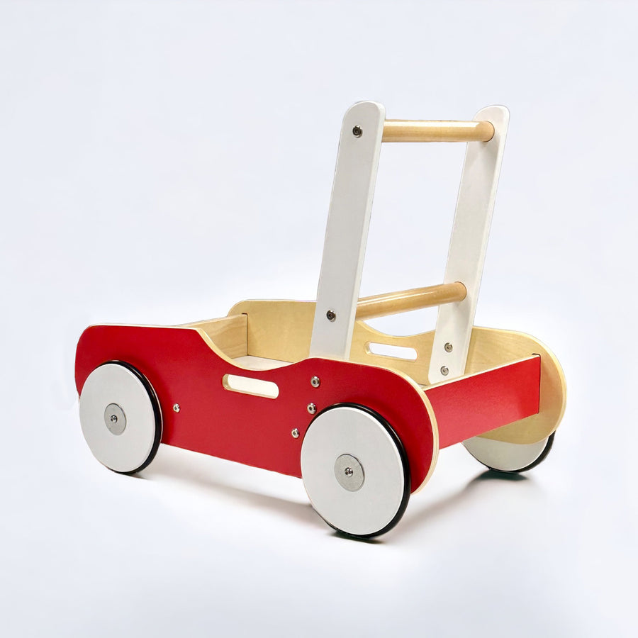 Luma Buggy: Fire Engine Red Handcrafted Wooden Push Cart