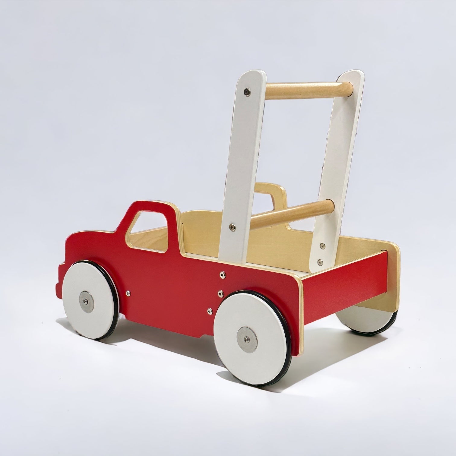 Luma Buggy: Red Truck Handcrafted Baby Wooden Push Walker Cart