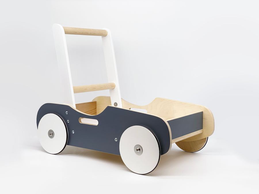 Luma Buggy: Charcoal Gray Handcrafted Wooden Push Cart
