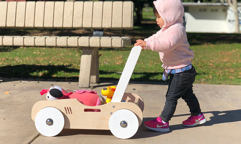 Luma Buggy: Malibu Pink Handcrafted Wooden Push Cart