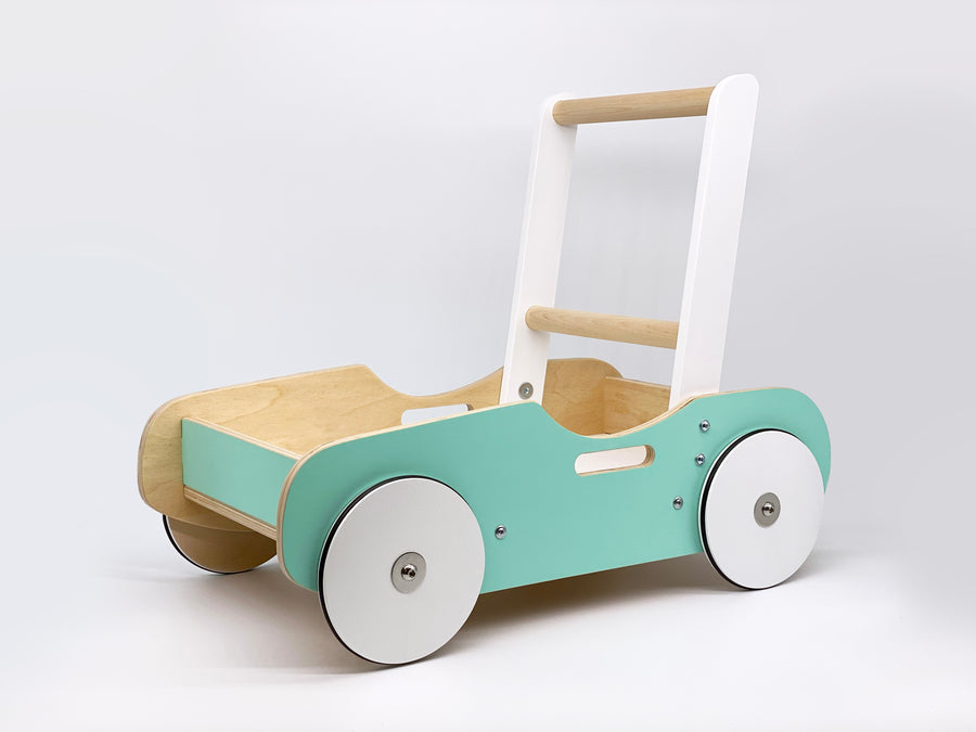Luma Buggy: Mint Green Handcrafted Wooden Push Cart