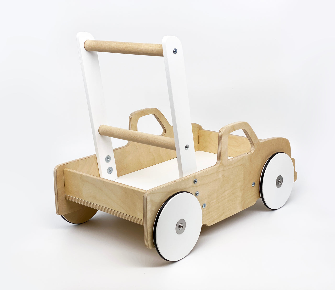 Luma Buggy: Natural Birch Truck Handcrafted Baby Wooden Push Walker Cart