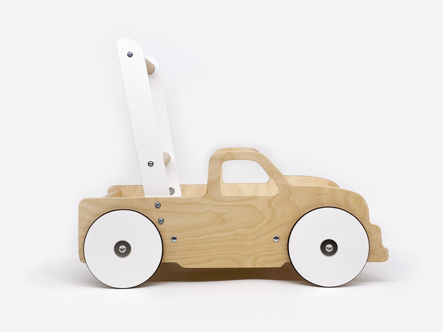 Luma Buggy: Natural Birch Truck Handcrafted Baby Wooden Push Walker Cart