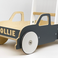 Luma Buggy: Charcoal Gray Truck Handcrafted Baby Wooden Push Walker Cart