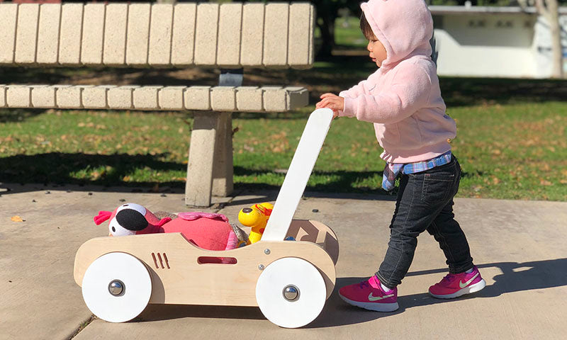 Luma Buggy: Navy Blue Handcrafted Wooden Push Cart